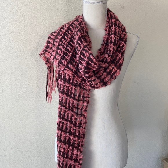 Francesca’s Pink and Brown Acrylic Scarf - Picture 2 of 3